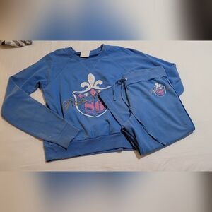 PINK Victoria's Secret Blue Sweatshirt with Embroidered Crest